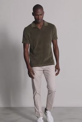 open collar polo with short sleeves in olive green - video