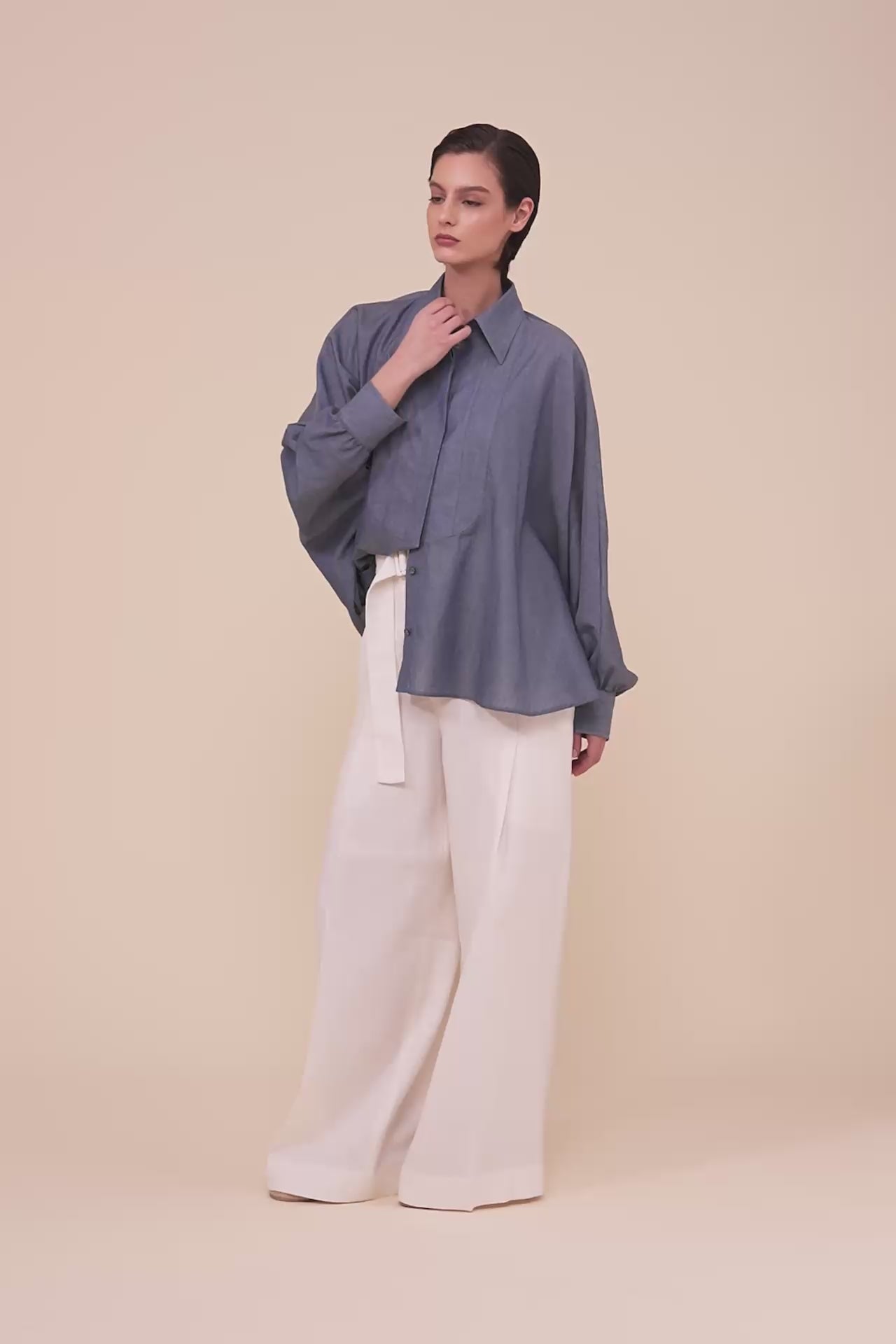 Serra camicia a mantella in denim leggero - DENIM