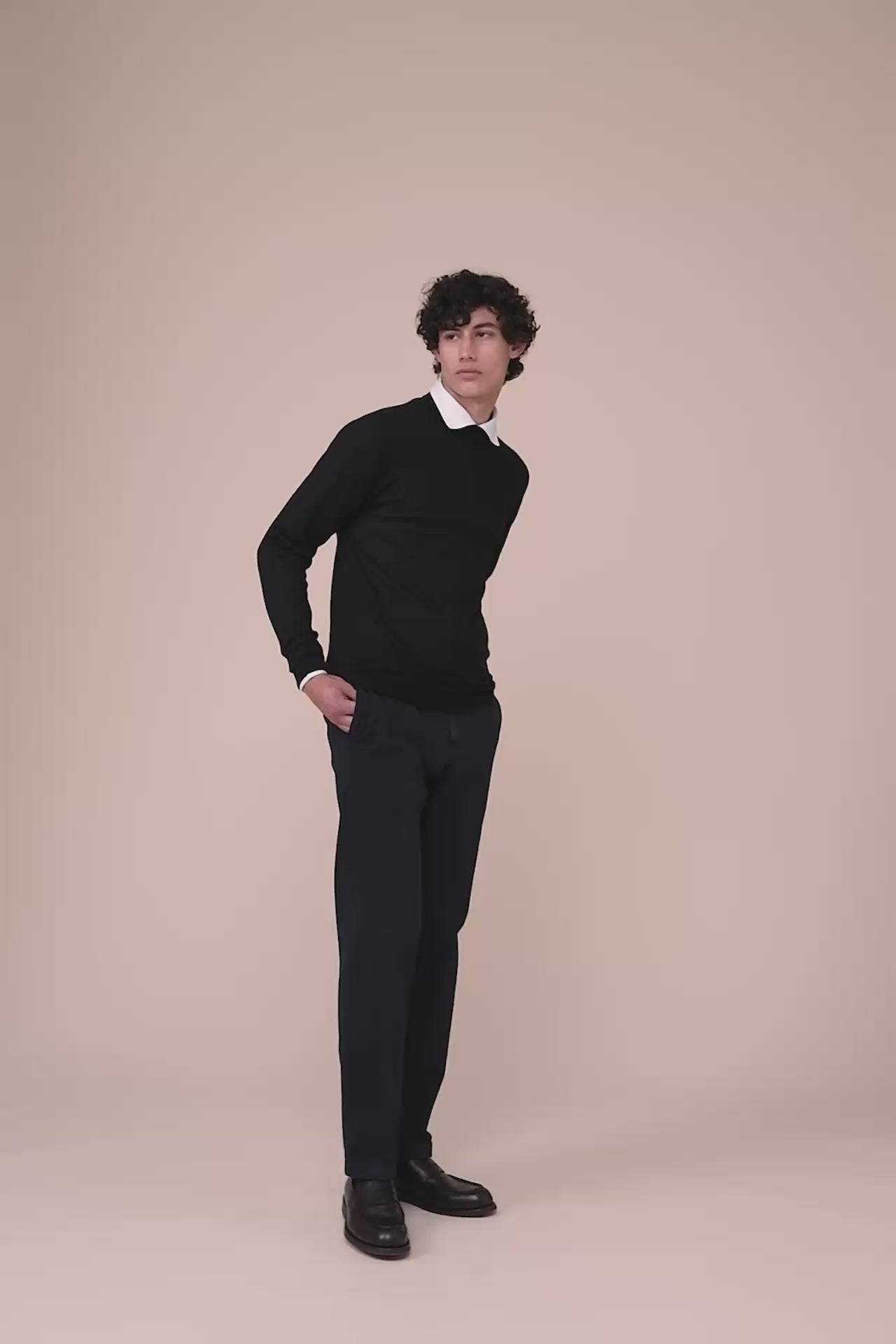 Derby Special Cashmere Silk Mock Neck in iconic colors - BLACK