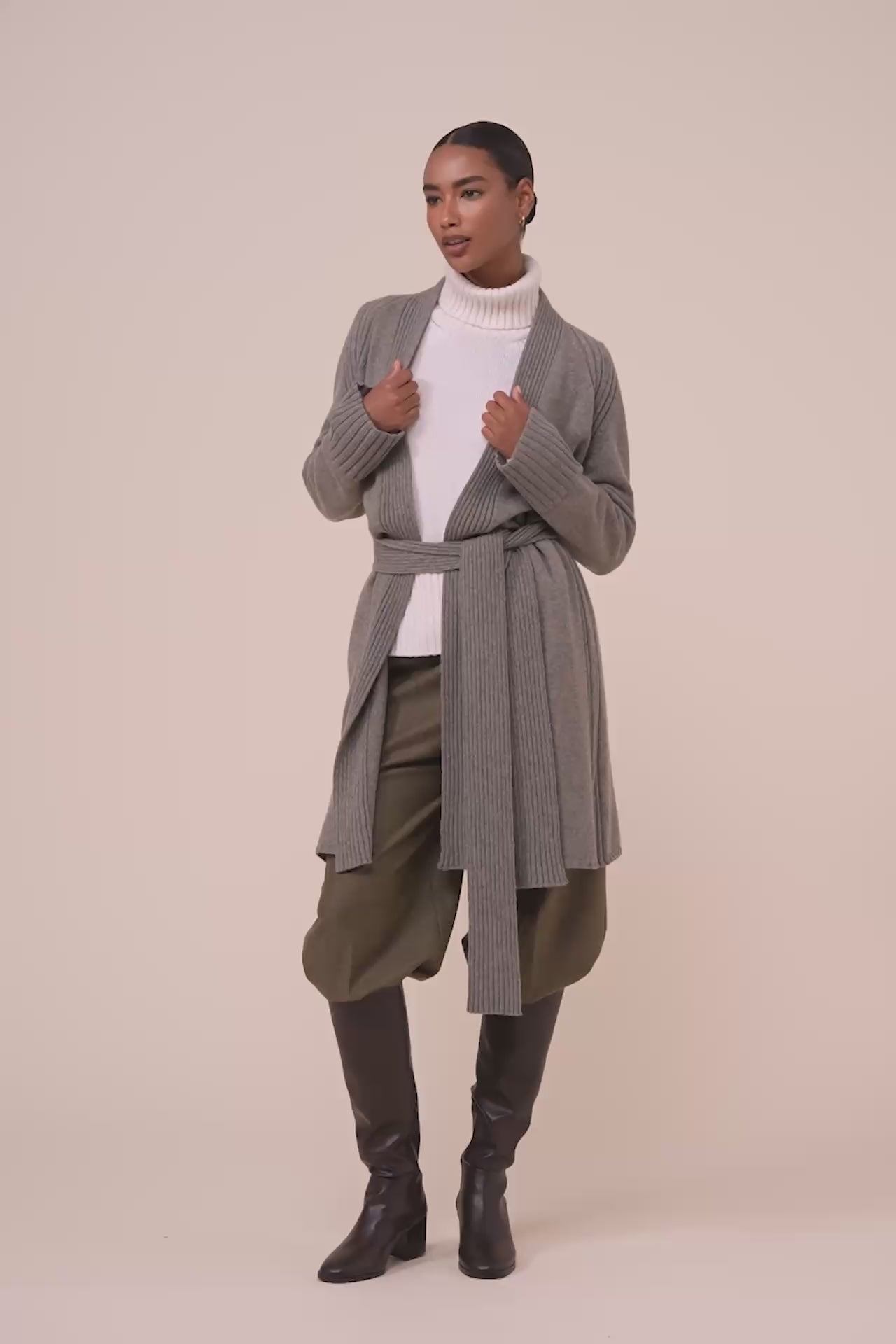 Sole cardigan in Cash cashmere - SAGEGREEN