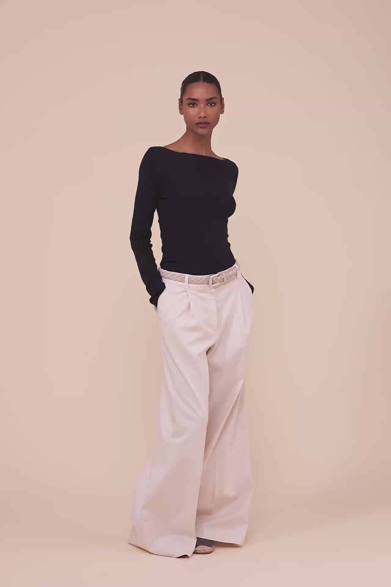Haring Pearly maglia in cashmere e seta con scollo a barchetta - MIDNIGHTBLUE
