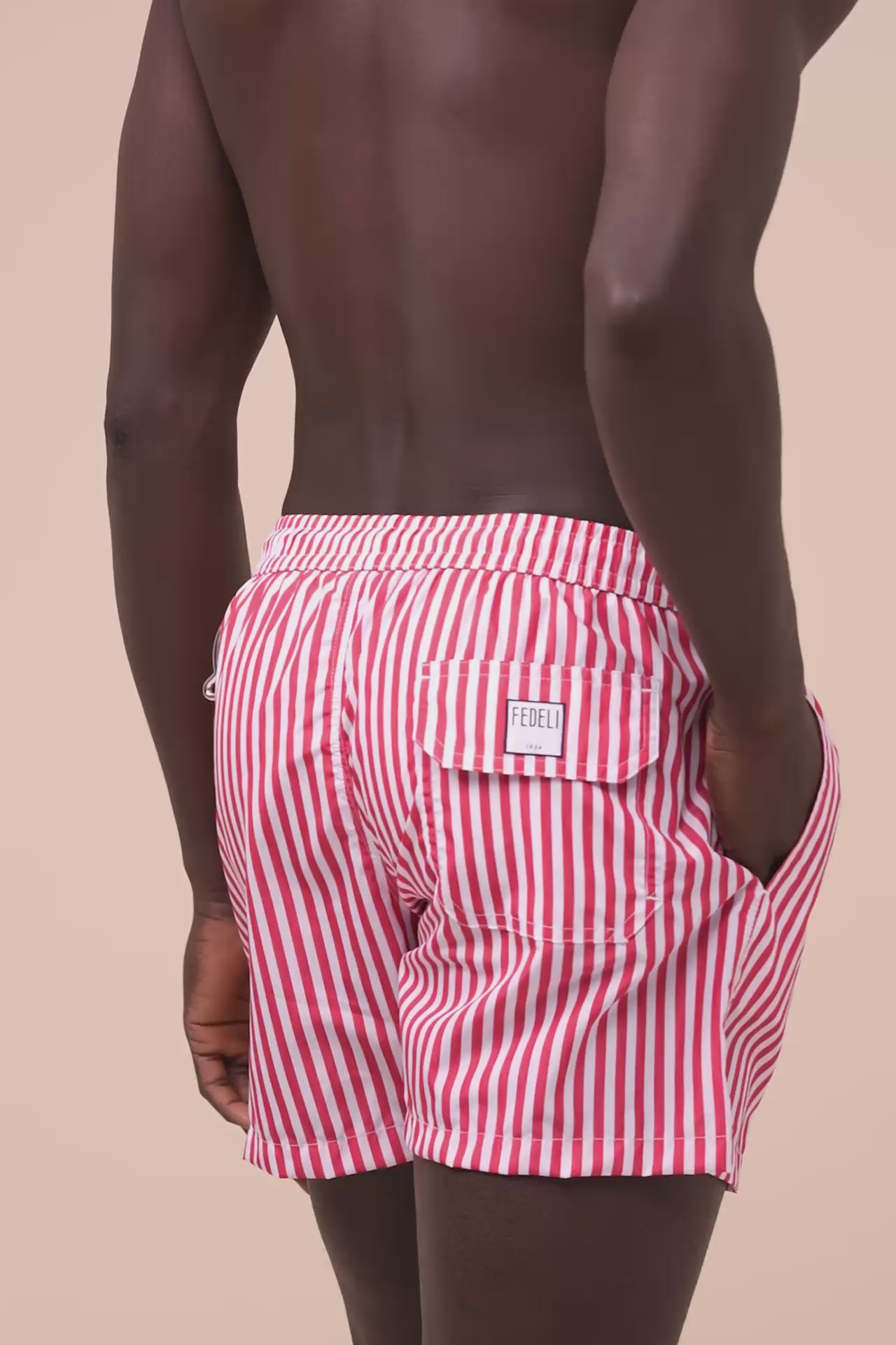 Madeira - The Sustainable Swim Trunks - Stripe Pattern - CORAL