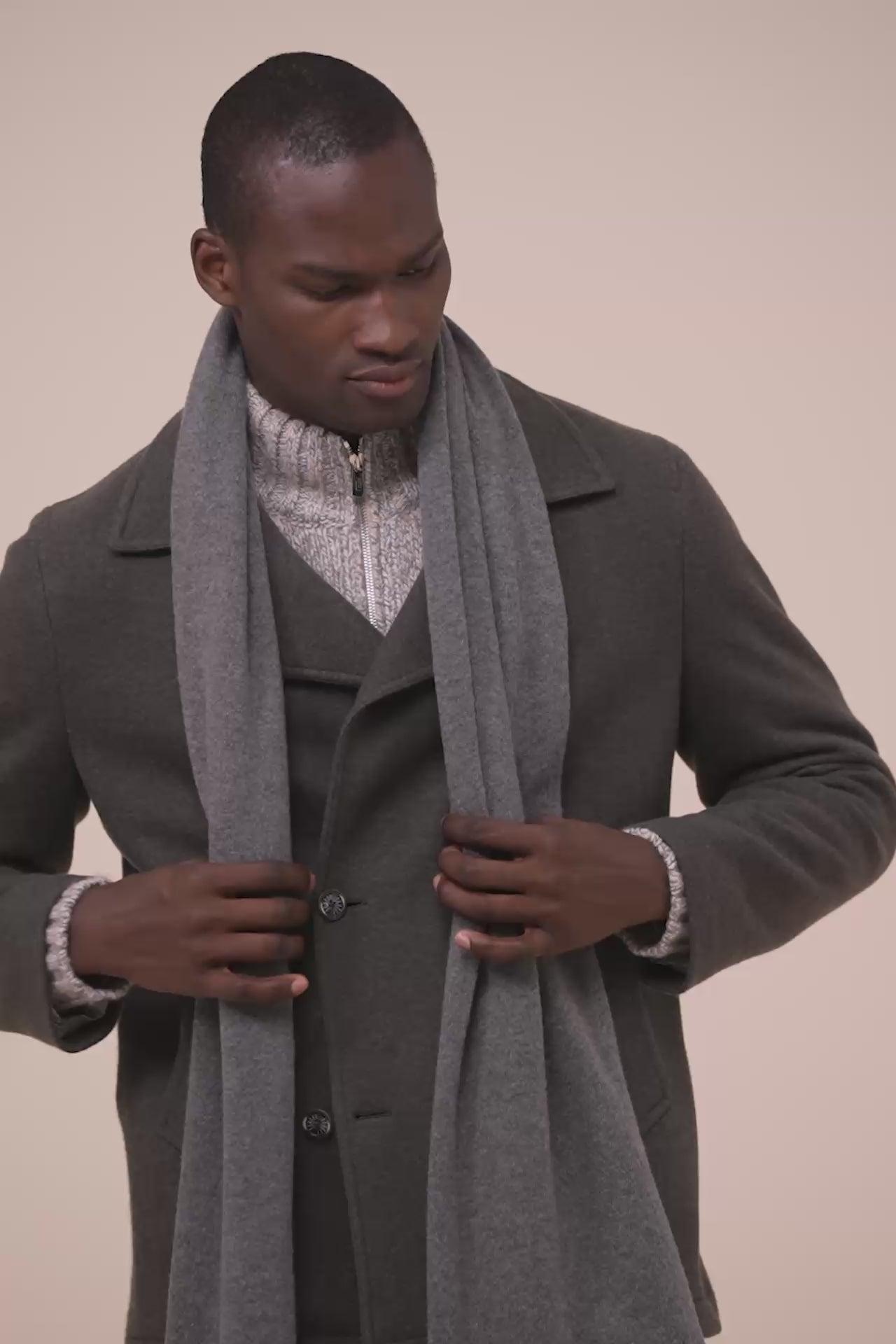 Open sciarpa in cashmere - Bicolor - BASALTGRAY