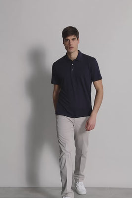 linen polo t-shirt in dark blue - video