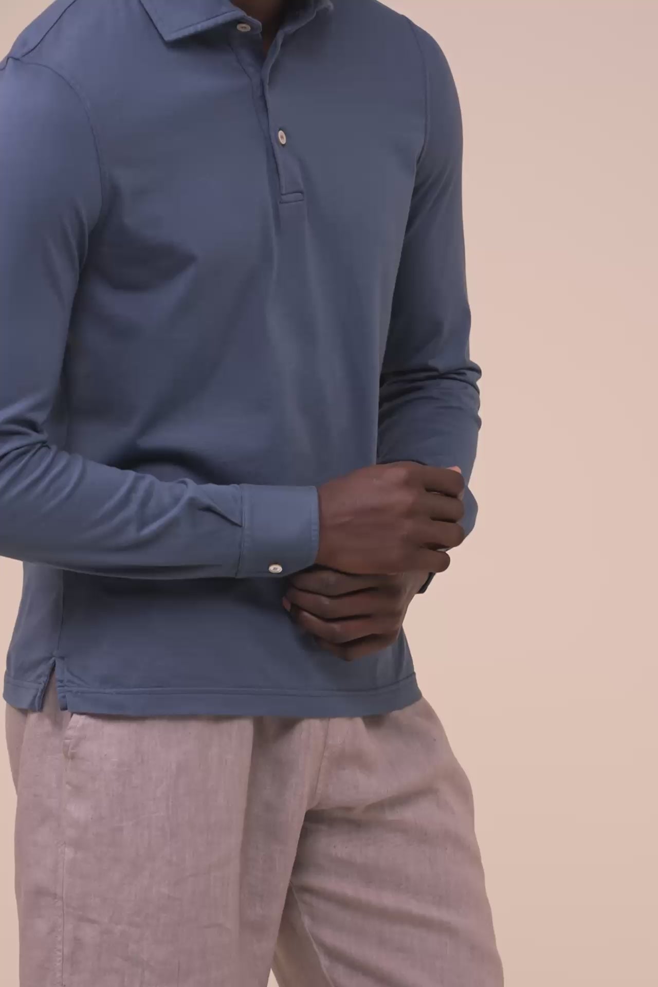 Zero polo a maniche lunghe in cotone organico - GREIGE