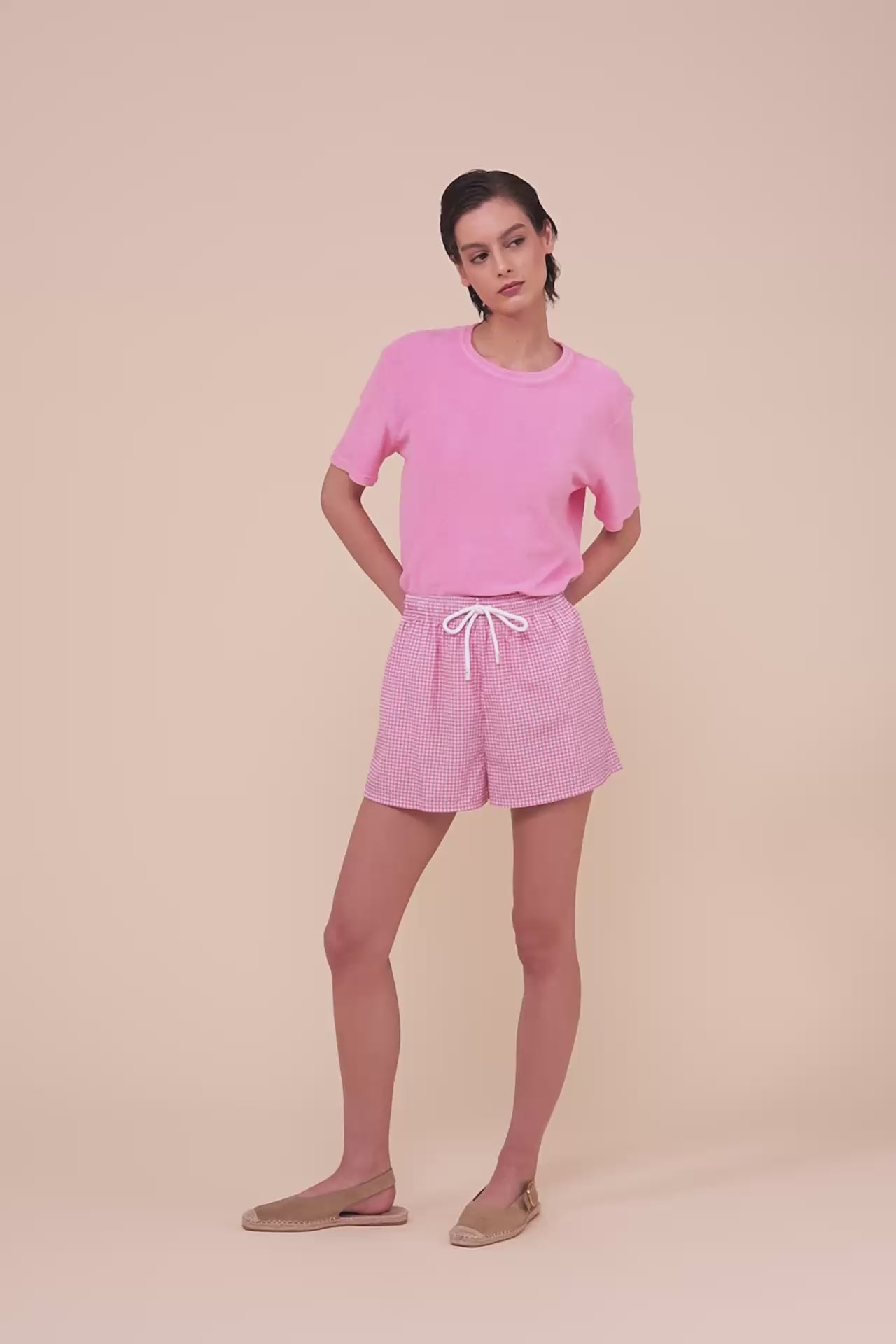 Panarea shorts in tessuto sakar - Fantasia vichy - PETALPINK
