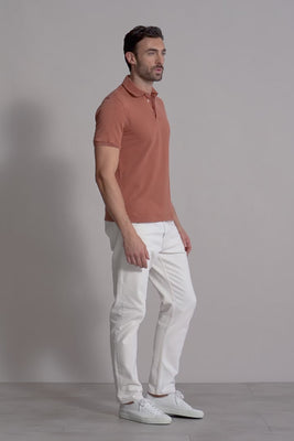 Video of model with the North short sleeves cotton polo in orange