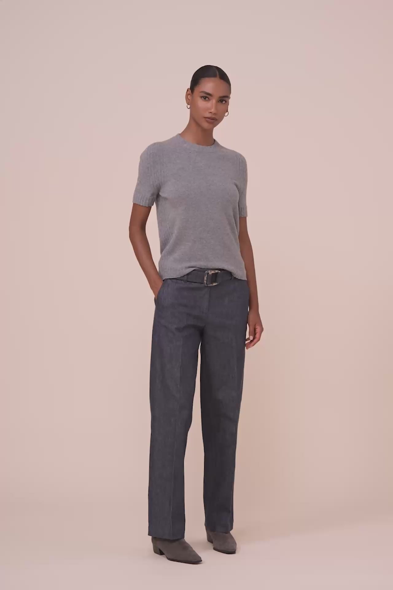 Delia T-shirt in lana Geelong - GRAY