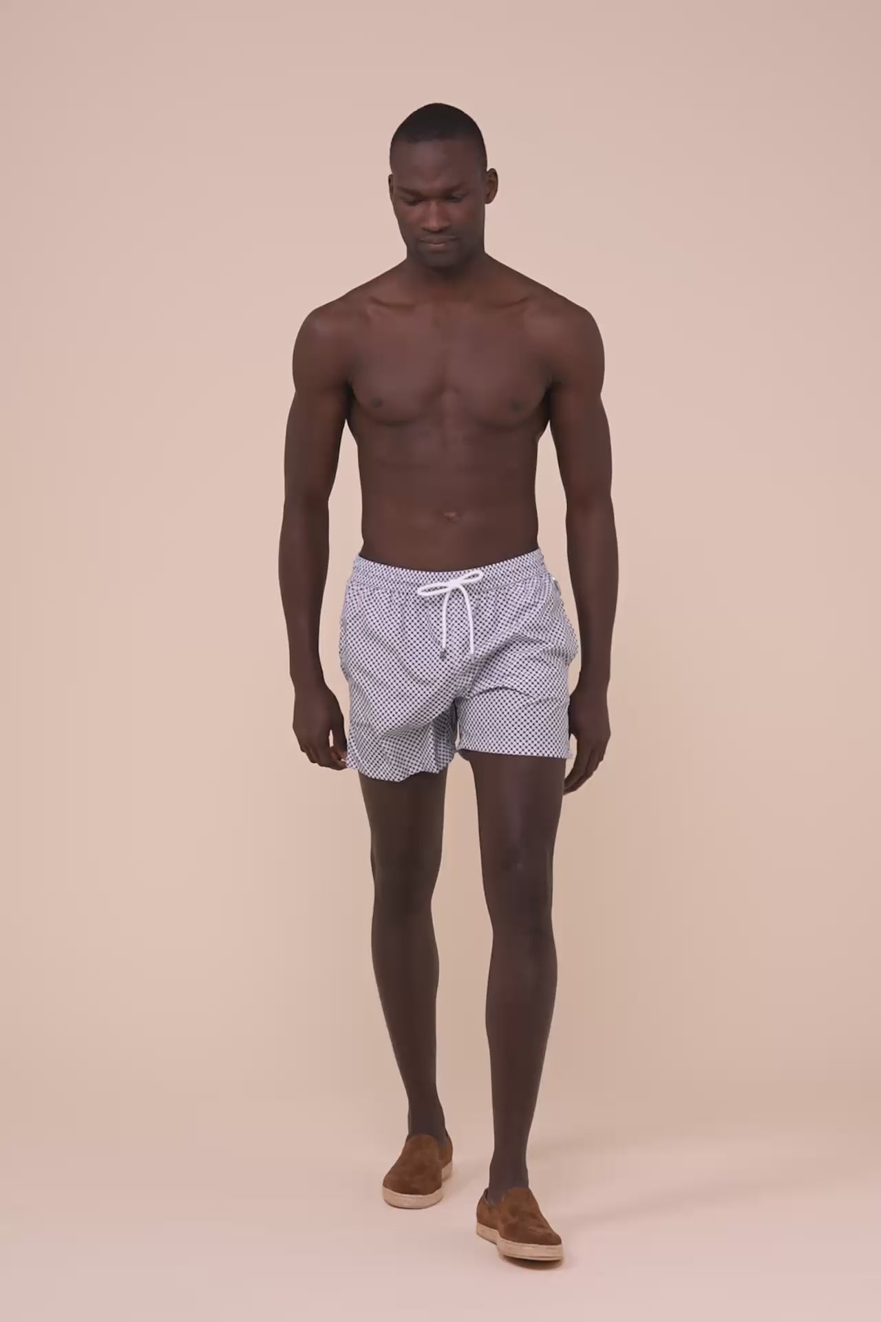 Madeira - The Sustainable Swim Trunks - Geometric Pattern - MERLOT