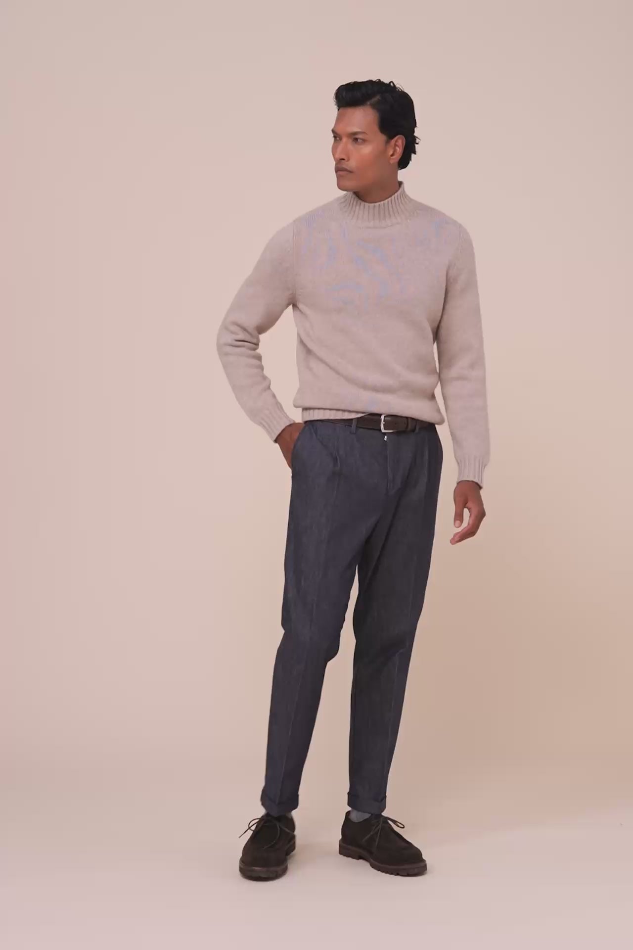 Onda Wool Cashmere Mock-Neck Sweater - ROPEMELANGE