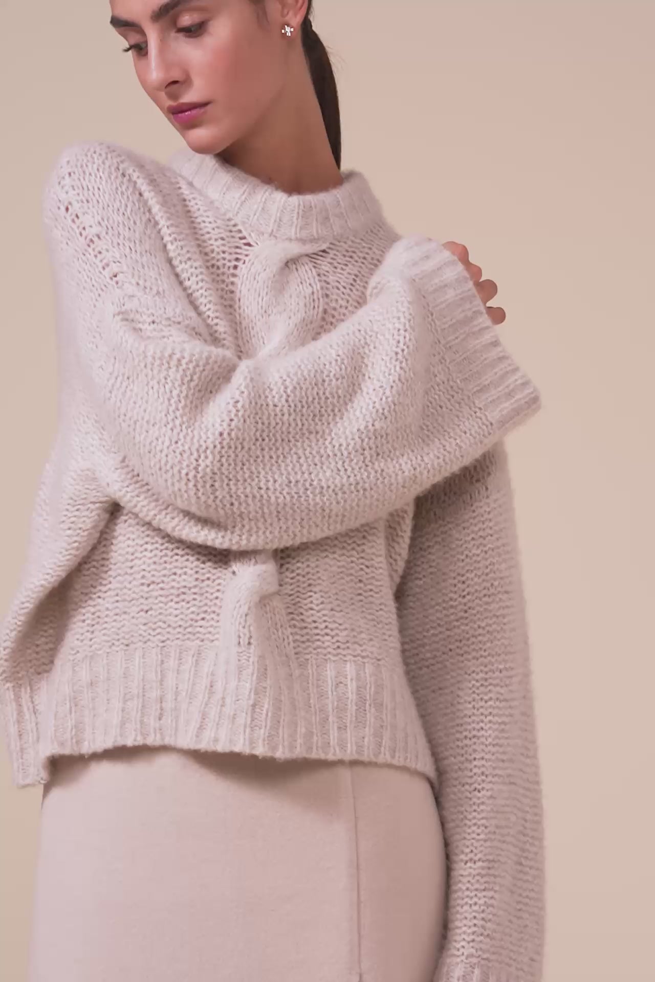 Diaspro Foam Wool and Silk Crewneck - DESERT