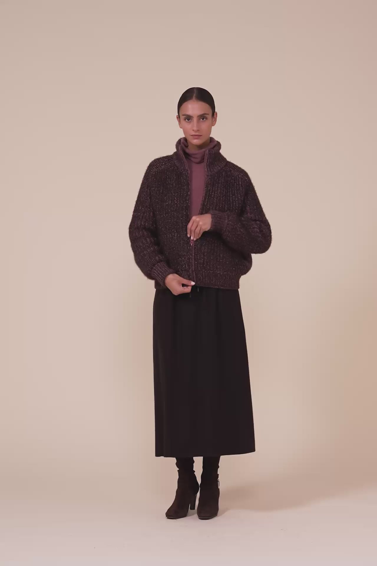Sienite Plume bomber in cashmere e seta imbottito con Cashsoftpadding - RASPBERRYMELANGE