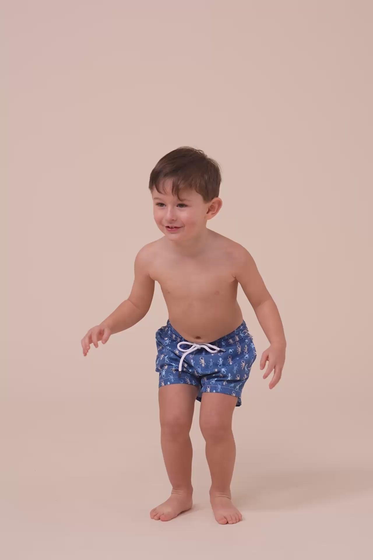 Madeira Kid Swim Trunks - 2-4 years - Gecko Pattern - DENIM