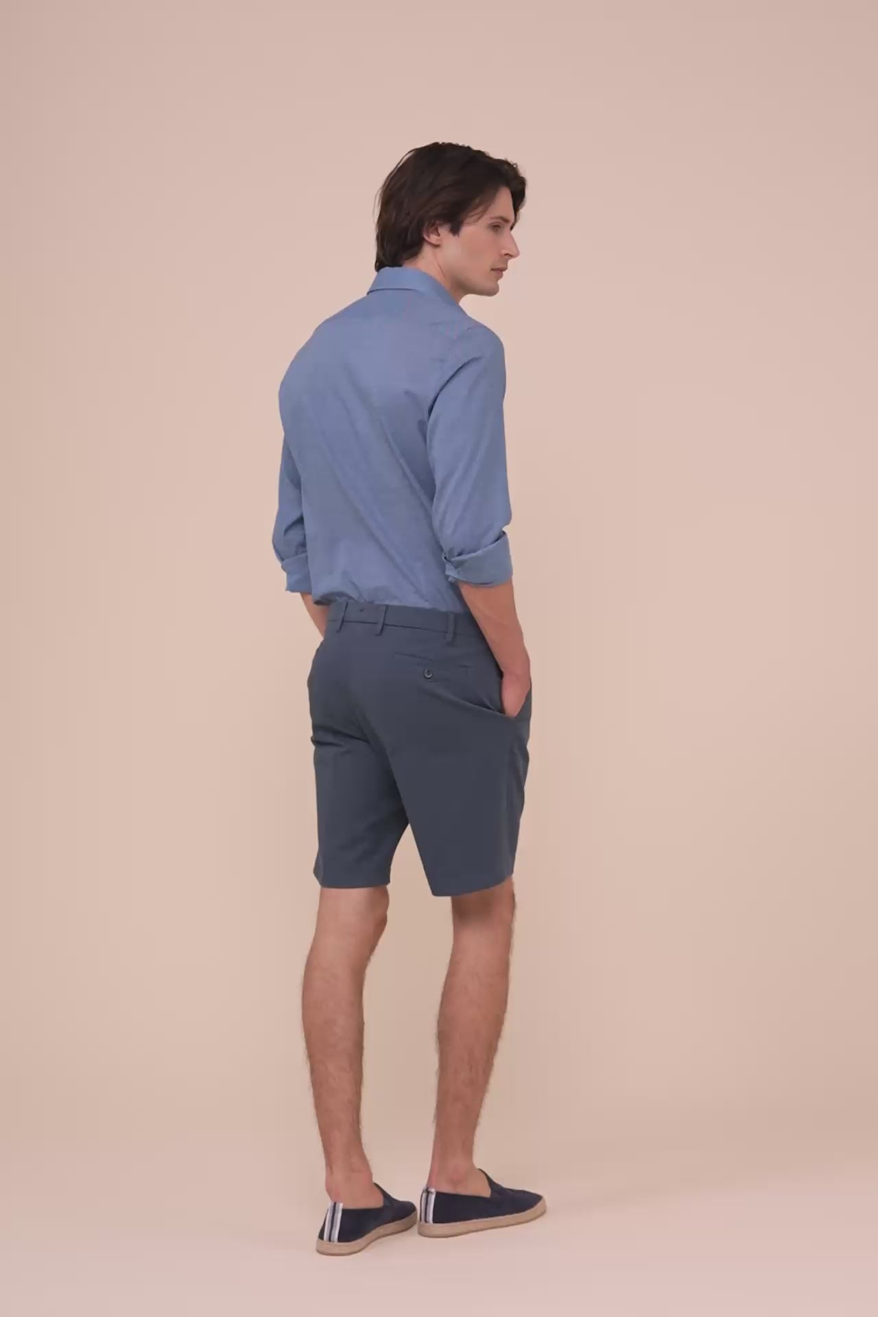 Moon bermuda in cotone chino - PETROLEUM