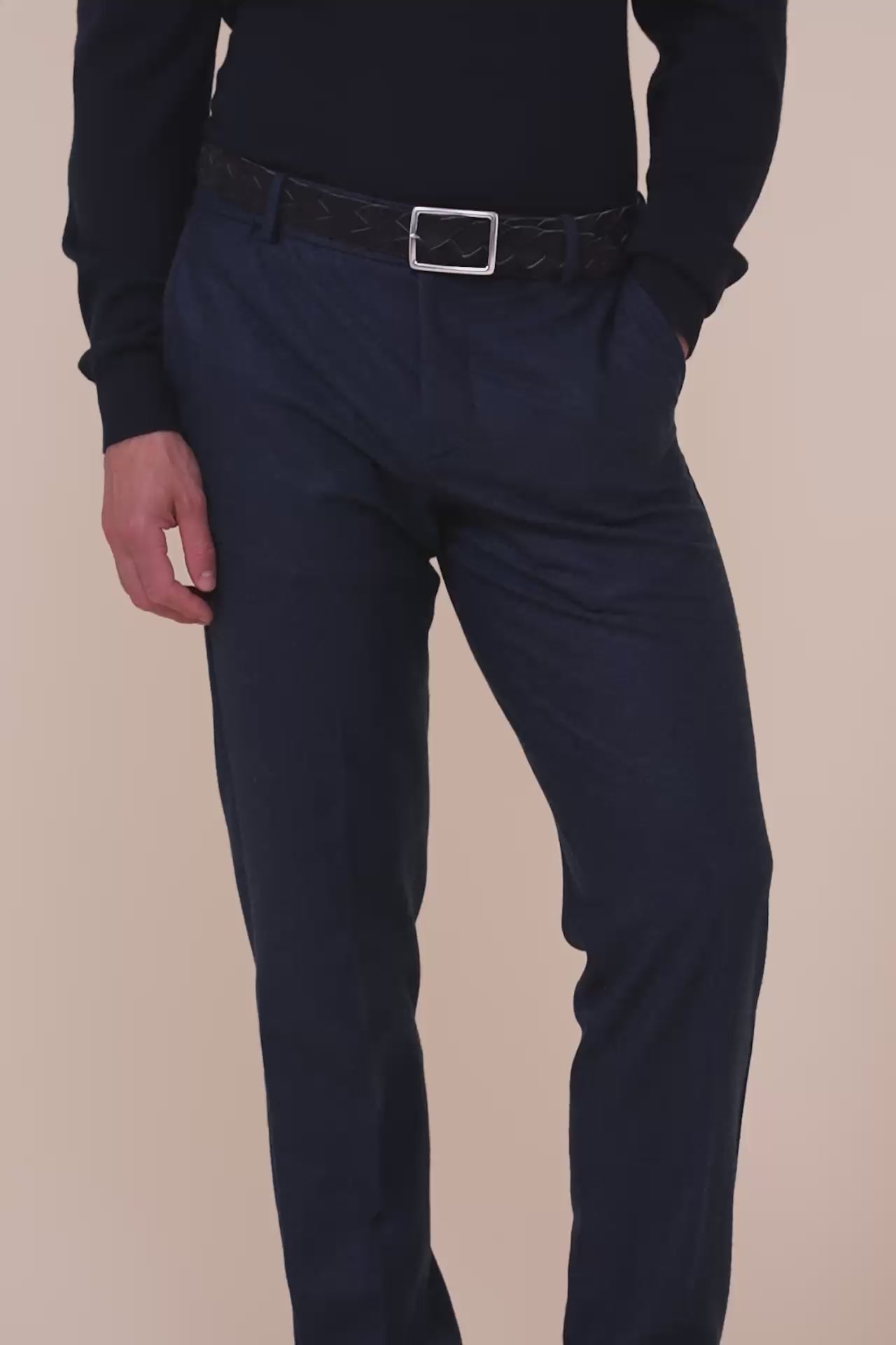 Doria Cashmere Flanel Pants - NAVY