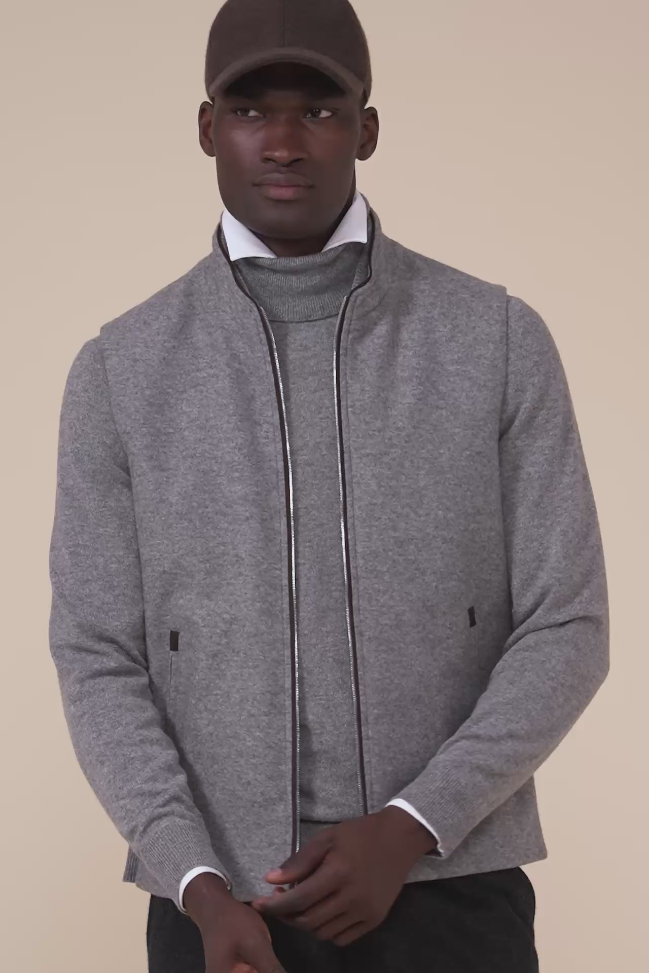 Mark Cashmere Flanel Full-zip Vest - FLANNEL