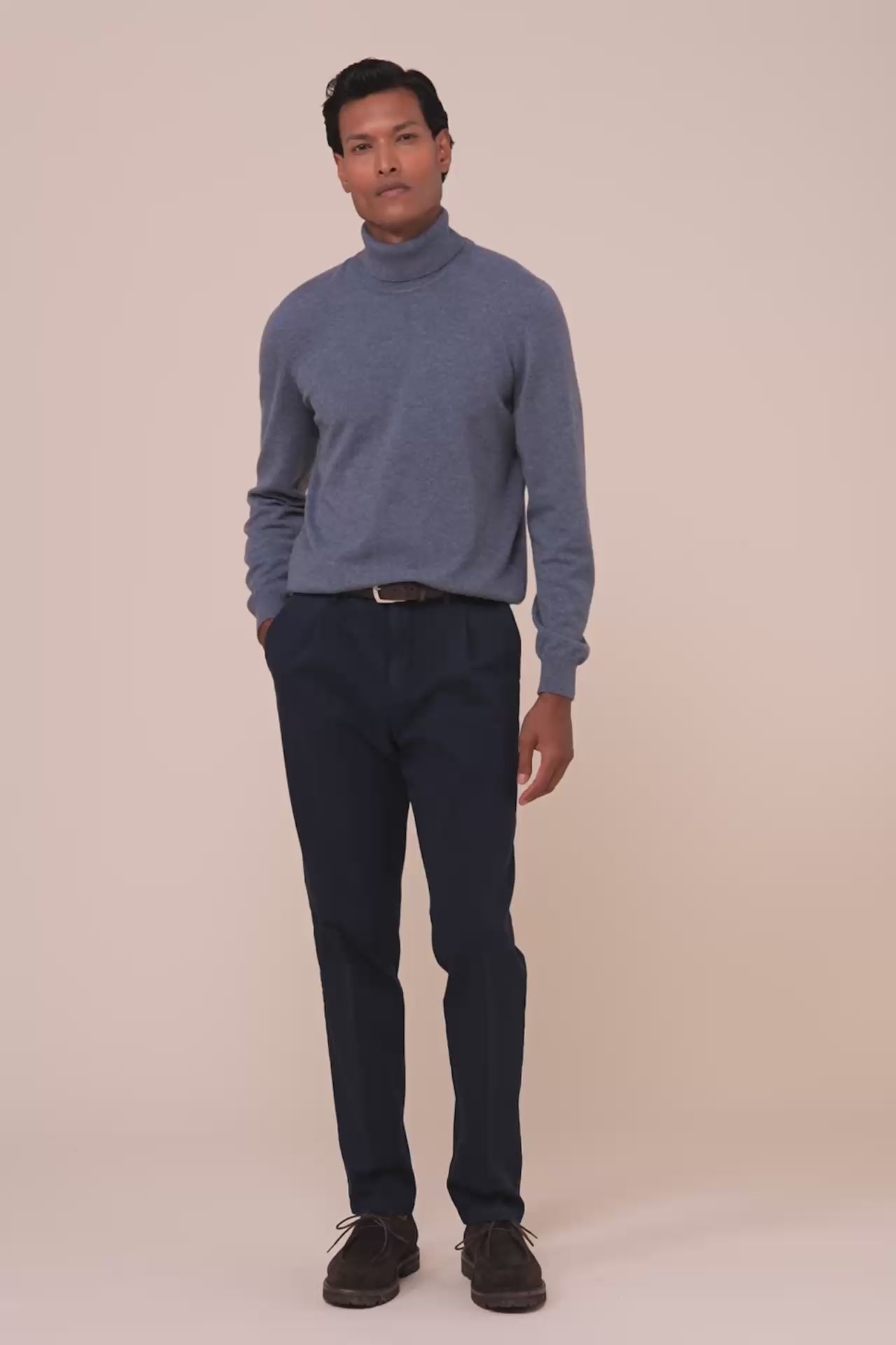 Derby slim maglia in cashmere a collo alto - LIGHTDENIM
