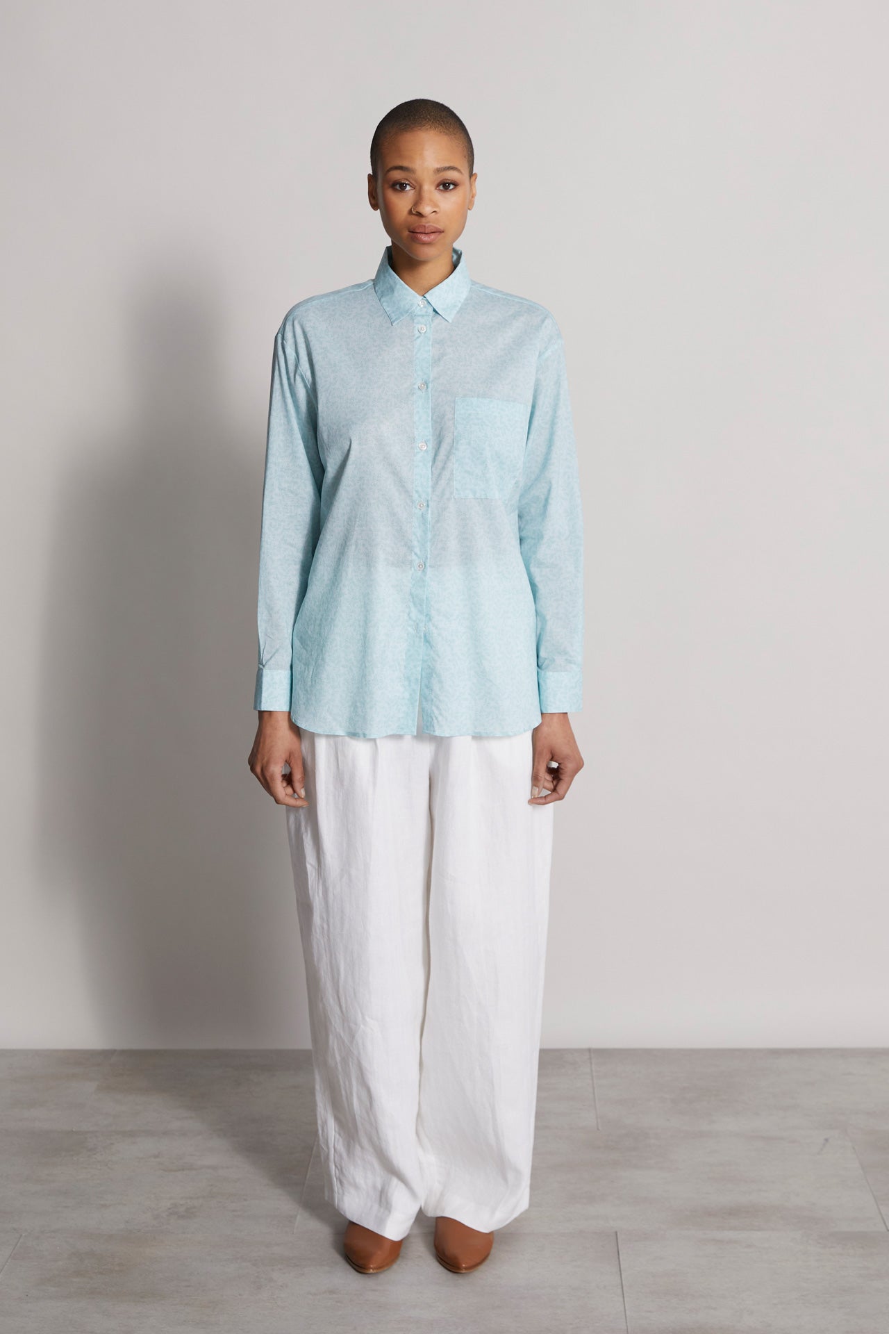 Palmaria stretch cotton voile printed shirt - twig pattern