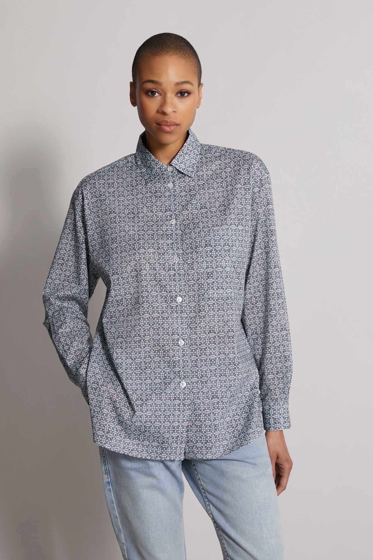 Palmaria stretch cotton voile printed shirt - naj pattern