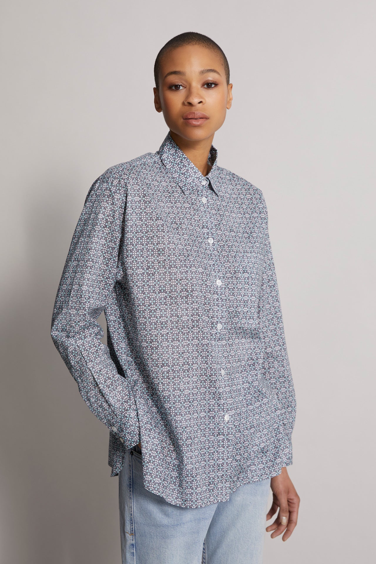 Palmaria stretch cotton voile printed shirt - naj pattern