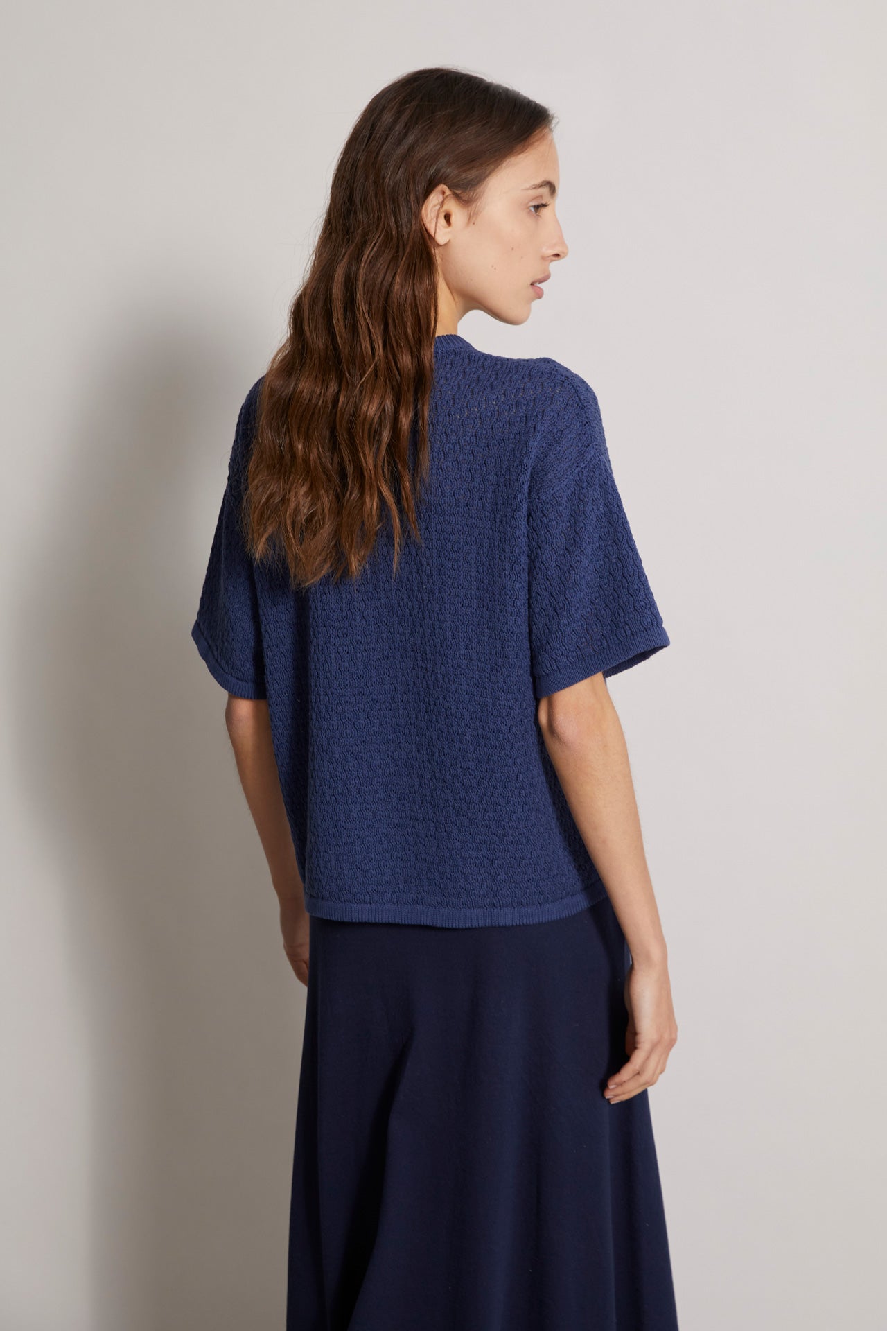Racale knitted t-shirt in cotton linen blend